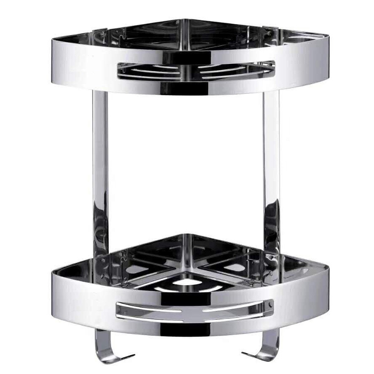 Triangle shelf stainless steel 2 tiered multi-purpose, shiny definitely