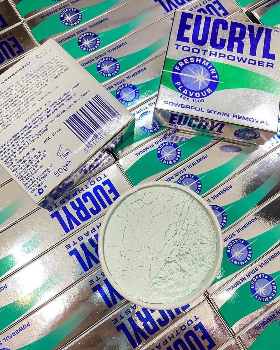 Bột Tẩy Trắng Răng Eucryl Toothpowder Freshmint 50g