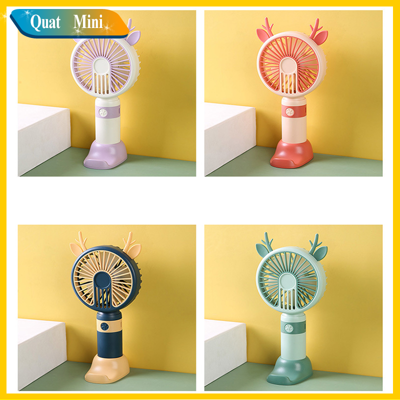 quạt cầm tay tích điện mini 2 tốc độ mạnh,có đèn led