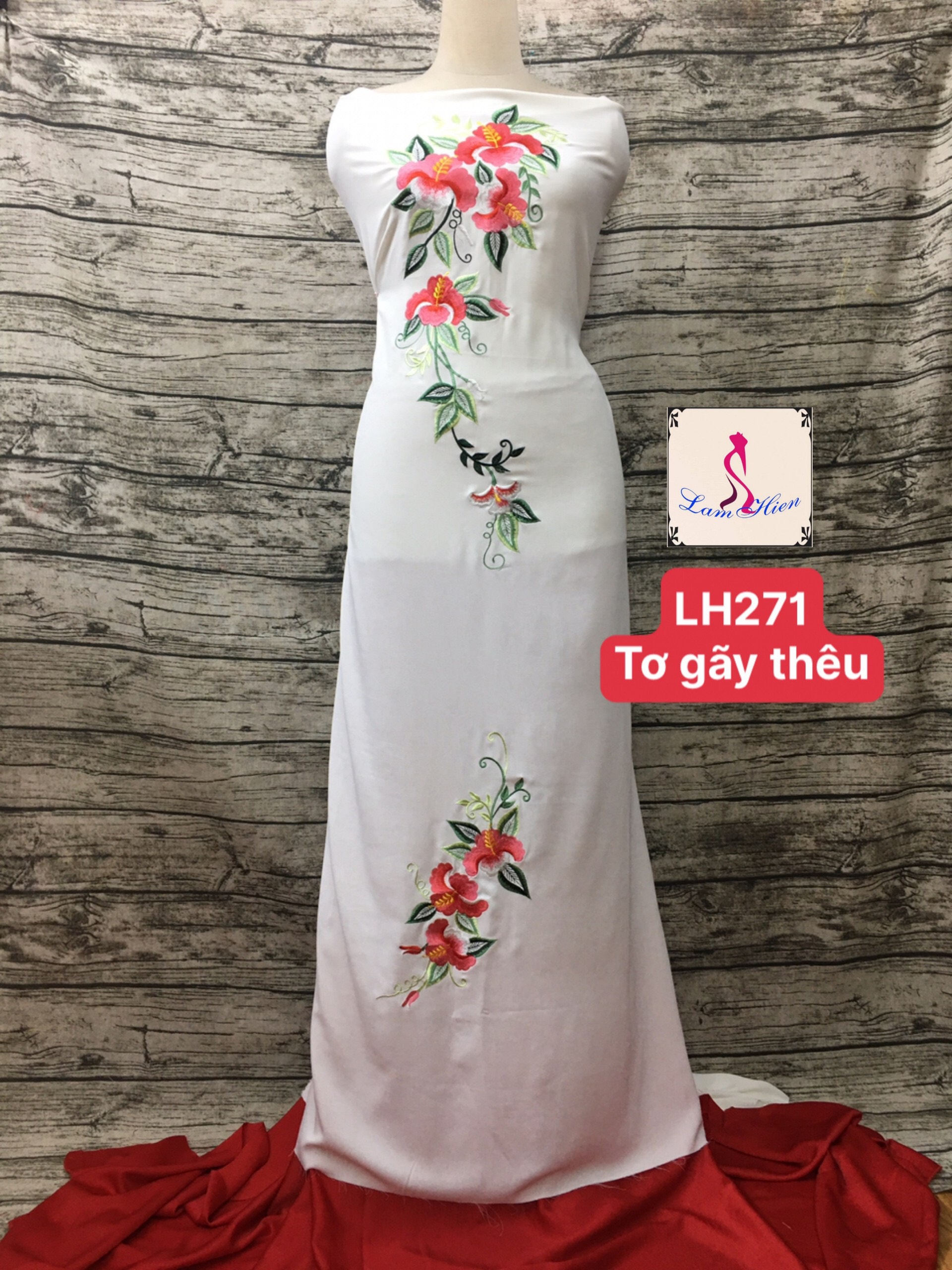 Vải áo dài lụa đẹp bông thêu LH271