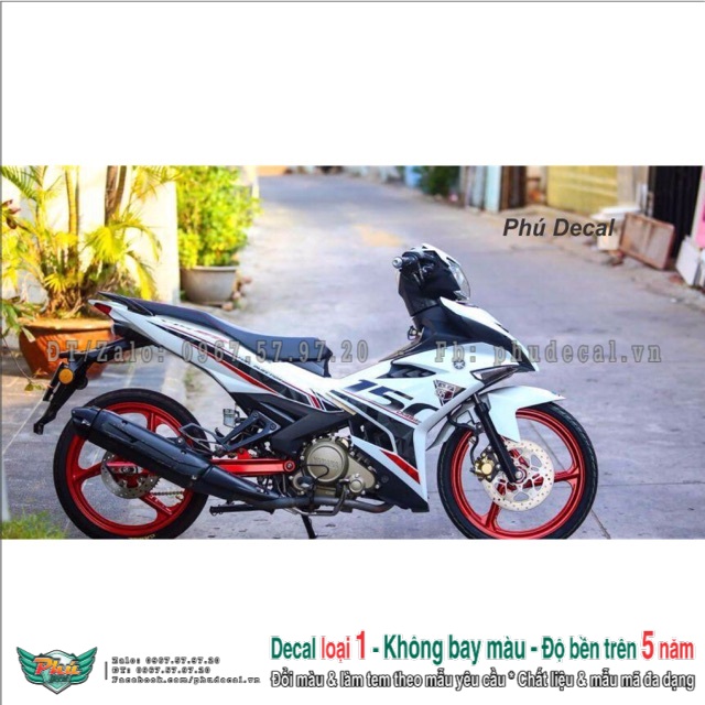 Tem rời EX Exciter 150 Y15ZR Trắng đỏ đen