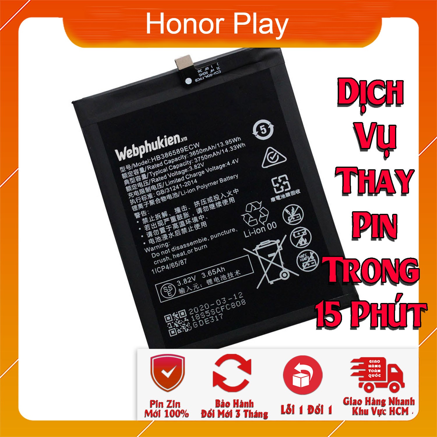 Pin scud cho huawei honor 9, huawei honor 9i, huawei honor 10, huawei honor 10i, huawei honor play, huawei honor 8a, huawei honor 8x, huawei honor 7x, huawei honor 7c, huawei honor 7s, huawei honor 7a, huawei honor 8x, huawei honor 9x, huawei mate 20