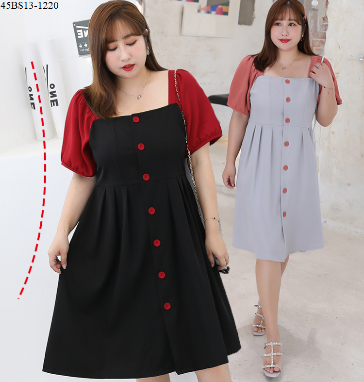 ĐẦM XÒE PHỐI MÀU CỔ VUÔNG CAO CẤP BIG SIZE