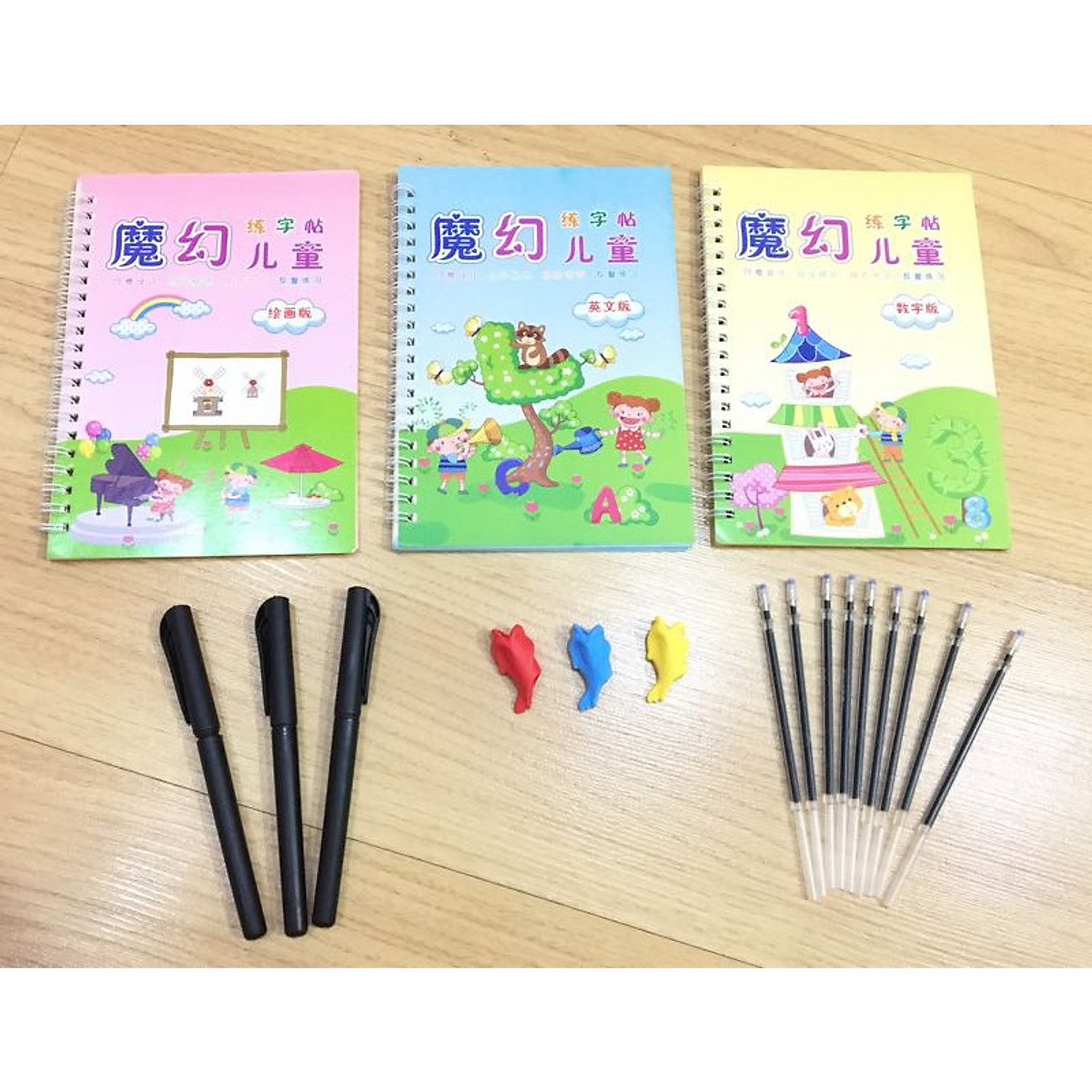 Bộ 3 vở tập tô, tập viết tự xóa thần kỳ + 3 bút tự xoá cho bé