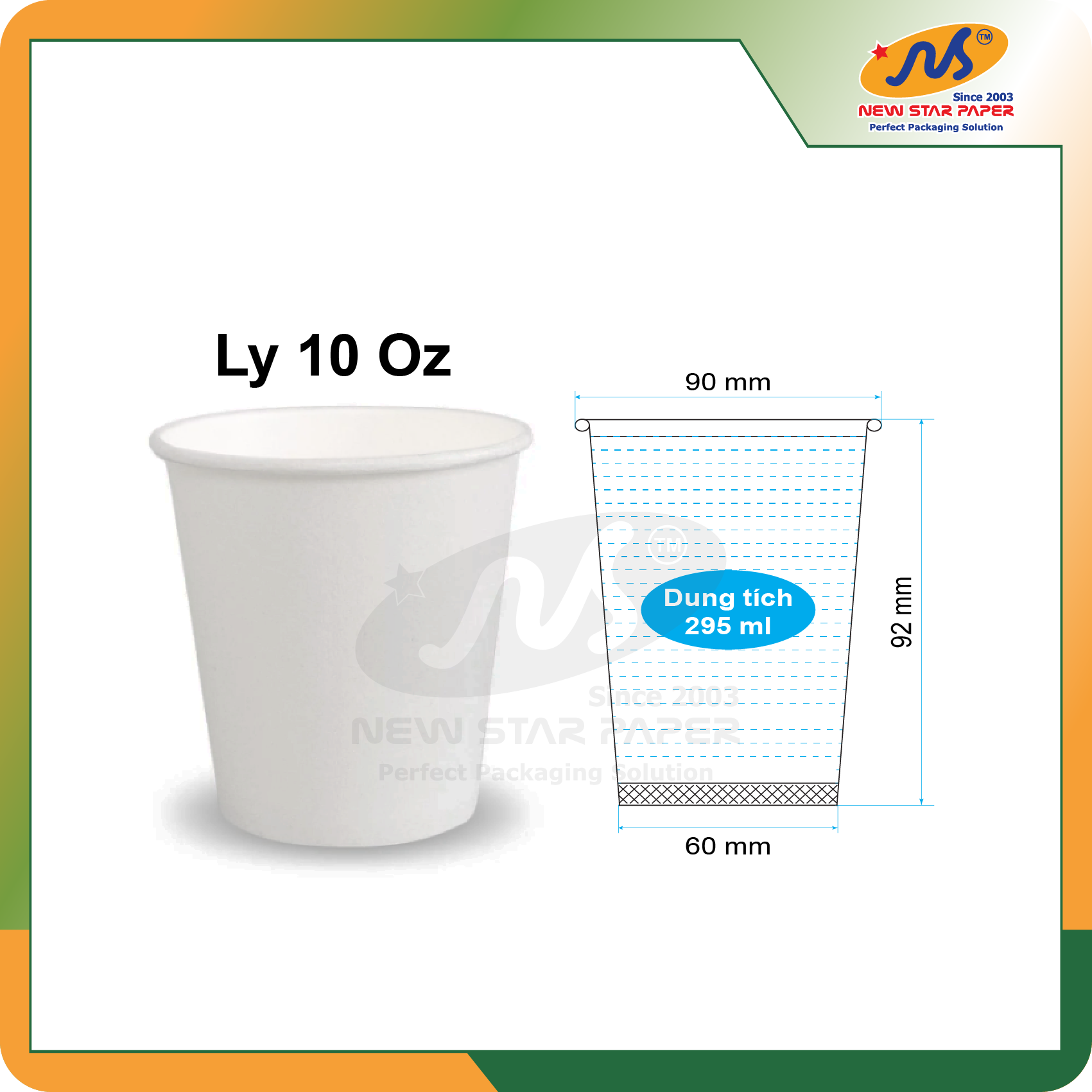 Ly giấy 10oz~295ml - Lốc 50 ly giấy trơn