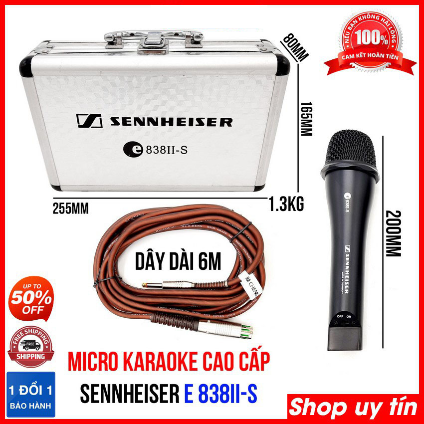 [ FREESHIP SALE 50% ] Microphone có dây dài, Micro Sennheiser E868II-S cao cấp NEW, Âm Bass Êm Bắt Âm Tốt, Chống Hú, Chống Rè, Loại Bỏ Tạp Âm, Dây Nối Dài Linh Hoạt Khi Sử Dụng, Độ Nhạy Cao