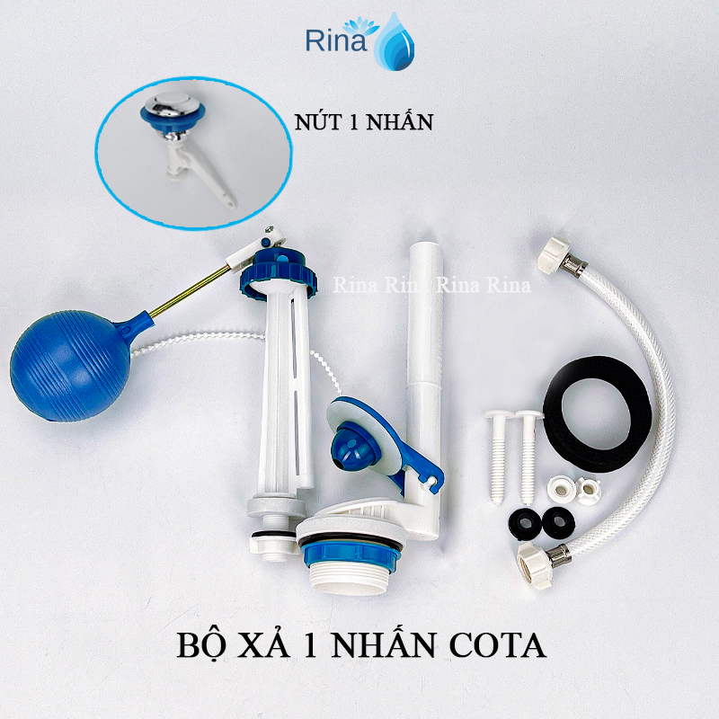Bộ cấp xả nước bồn cầu nút nhấn và gạt tay cota, bộ xả cầu