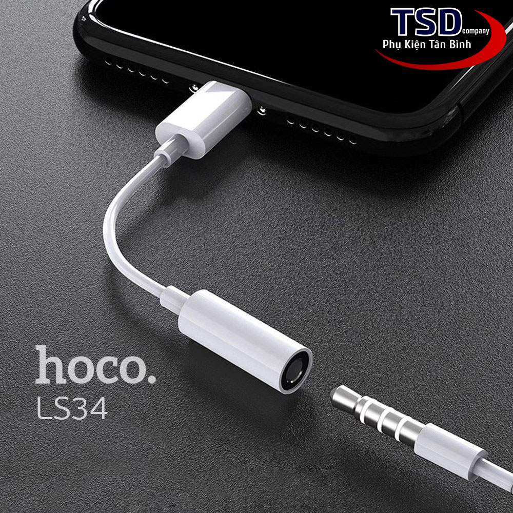 Jack Chuyển Cổng Lightning Sang 3.5mm Hoco LS34 Chính Hãng