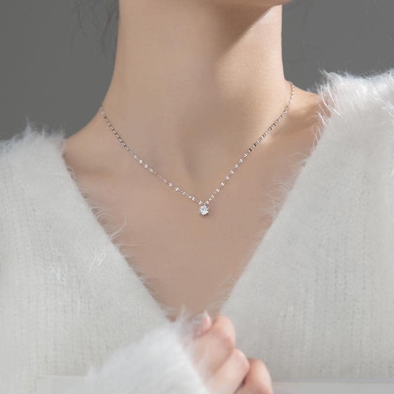 Dây chuyền bạc nữ mặt đá trắng nhỏ xinh