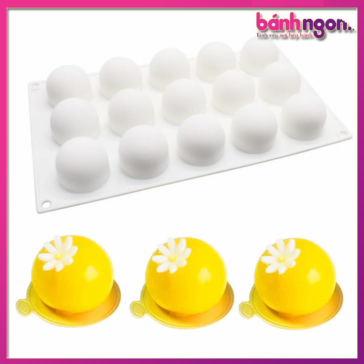 🍩🍩🍩Khuôn Nướng Silicon 3D Bánh, Khuôn Silicon Tròn, Bánh Mousse, Khuôn Tráng Miệng Dùng Cho Bánh Sô Cô La, Quả Cầu, 15 Khoang🍩🍩🍩