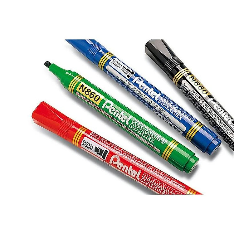 Bút Dạ Dầu Đầu Dẹt Nhật Bản Pentel - N860 - Mực Nhanh Khô - Không Nhòe Khi Thấm Nước, Viết Được Trên Nhiều Chất Liệu, Không Chứa Cồn - Cam Kết Chính Hãng