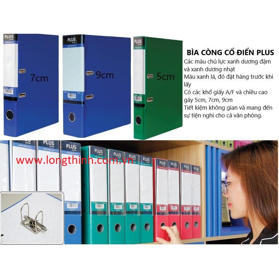 [HCM]Bìa còng Plus A4 7cm xanh dương