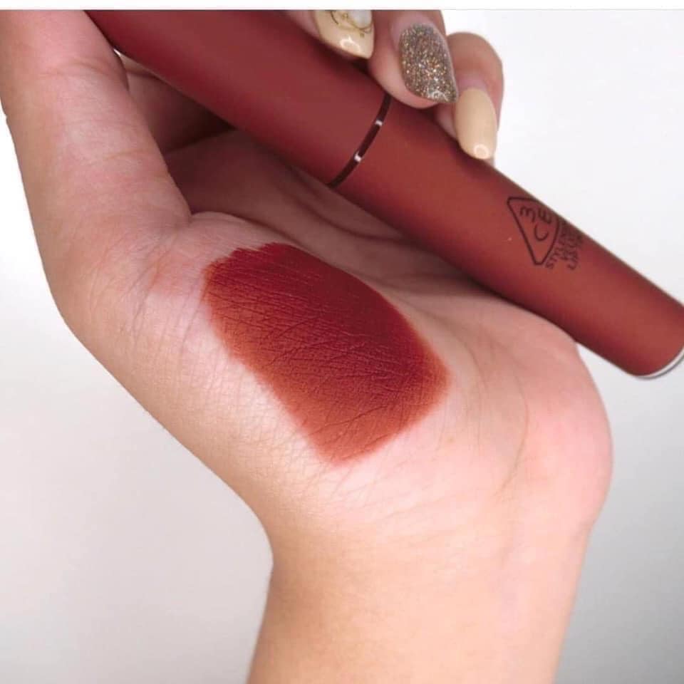 Son 3CE velvet lip tint màu đỏ gạch nâu taupe