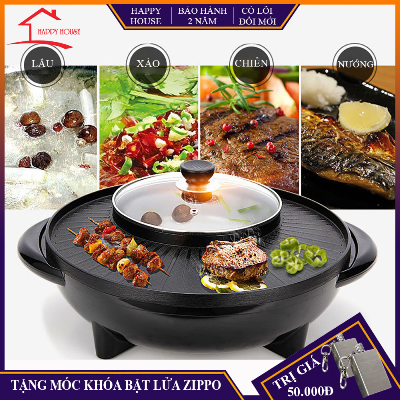 Bếp lẩu nướng đa năng hình tròn, 2 trong 1 lẩu và nướng trong cùng 1 sản phẩm, tiết kiệm diện tích, thuận tiện sử dụng. Bảo hành chính hãng 2 năm, lỗi 1 đổi 1 trong vòng 7 ngày sau nhận hàng