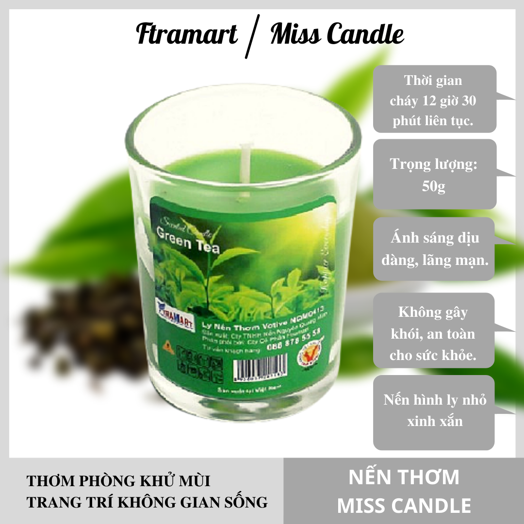 Scented Candle bedroom candle Cup fragrant votive Miss candle ftramart NQM0413 green tea (green tea incense) candle relax use room decoration