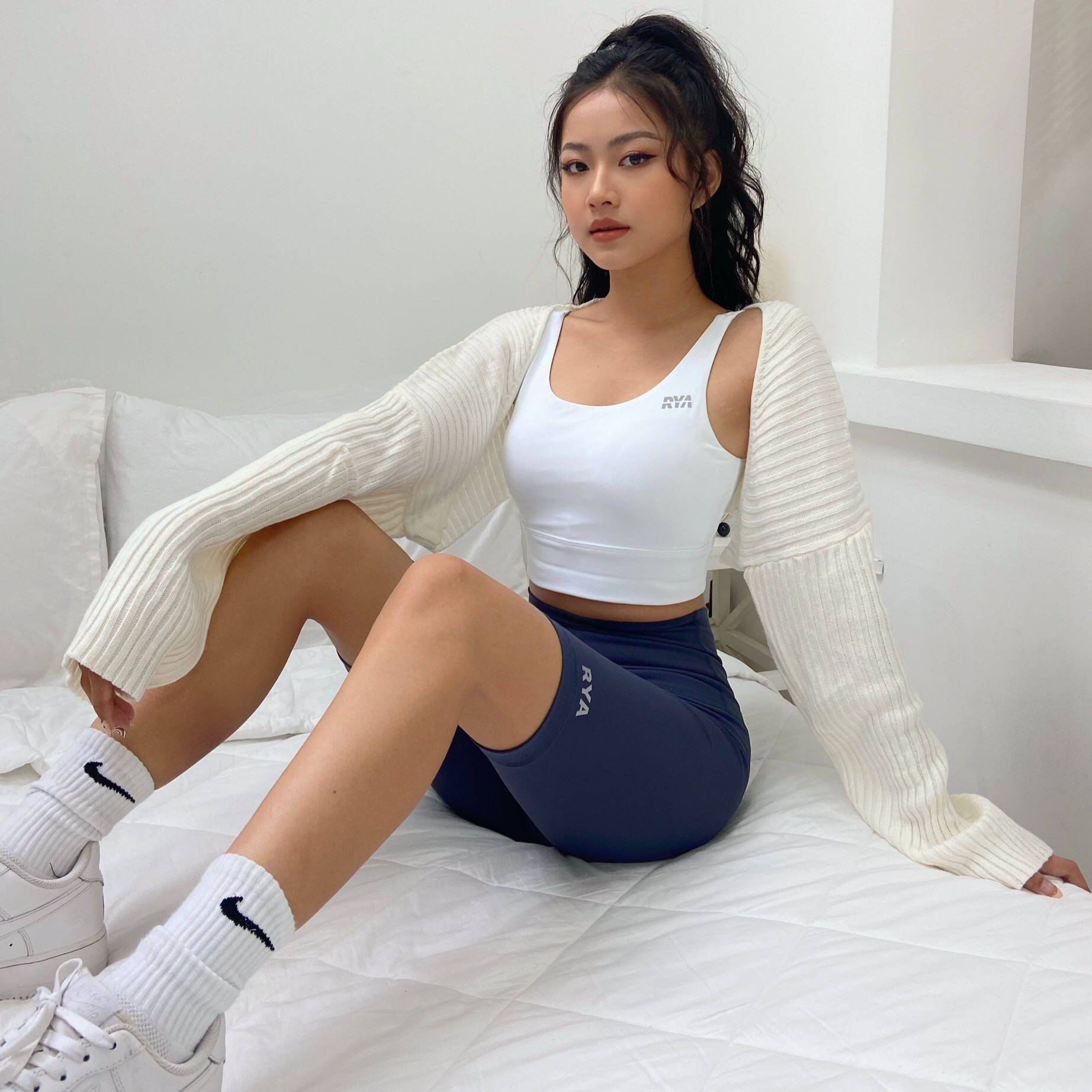 Quần biker ngắn thể thao RYACTIVE - LONG BIKER Blue Grey