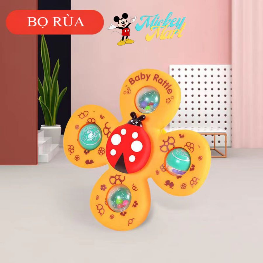 Set Đồ Chơi 3 Con Quay Spinner Baby Rattle Xúc Xắc Xoay 360 độ Hình Cánh Hoa, Côn Trùng Ngộ Nghĩnh, Phát Ra Âm Thanh Vui Nhộn cho bé yêu SP01