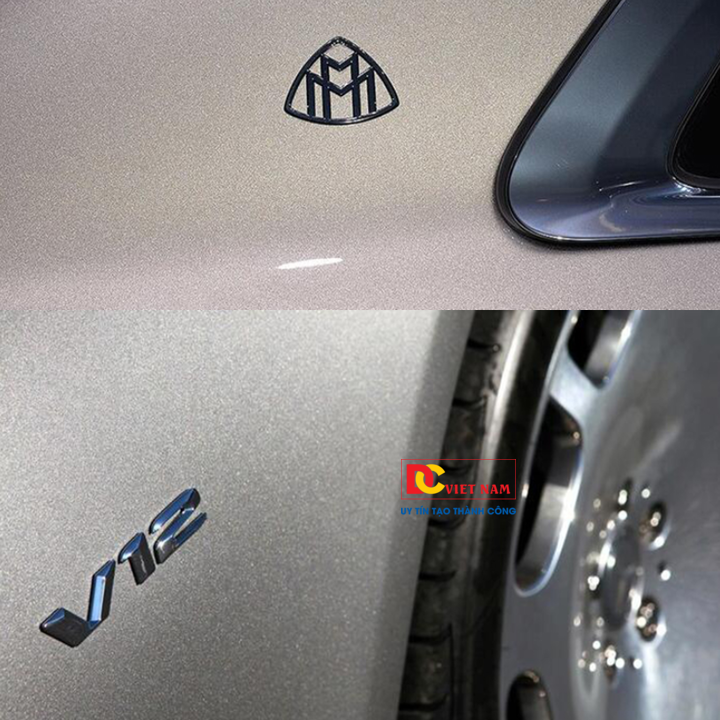 Bộ 2 Logo biểu tượng gắn hông xe ô tô, xe hơi May.bach chất liệu hợp kim Inox cao cấp G80707
