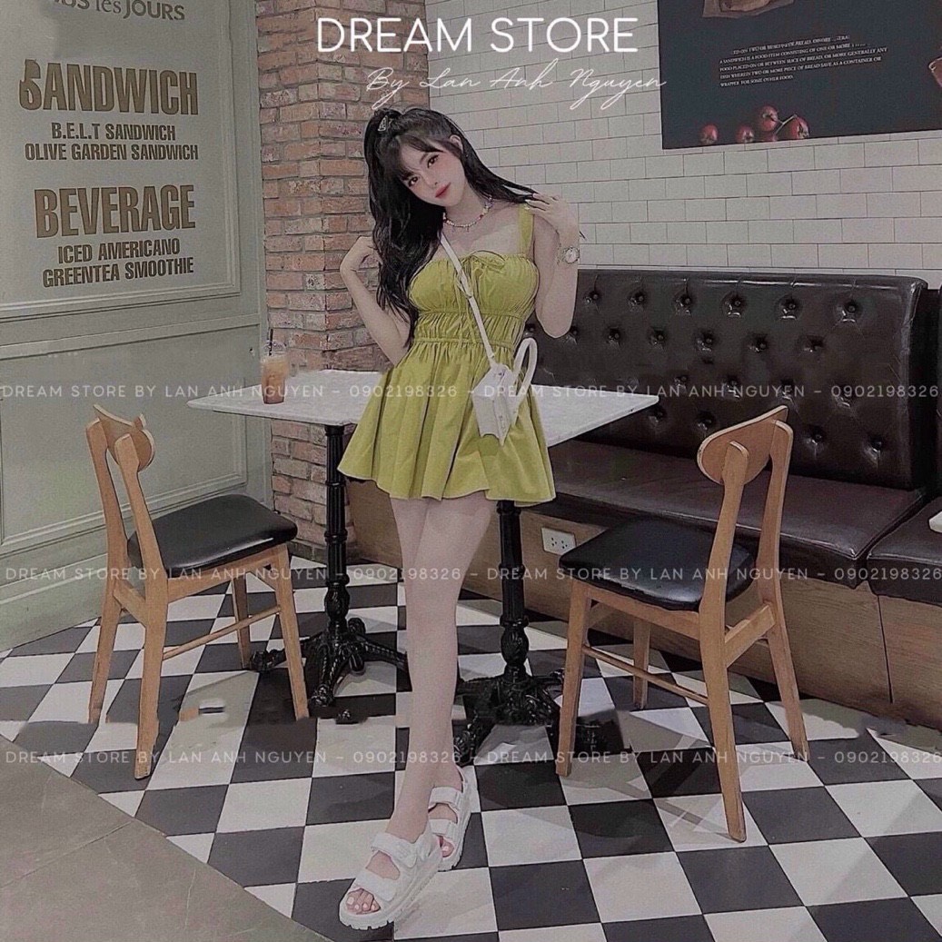 [HOÀN TIỀN MAX + FREESHIP MAX 15%] Đầm Xòe 2 Dây Nhún Ngực