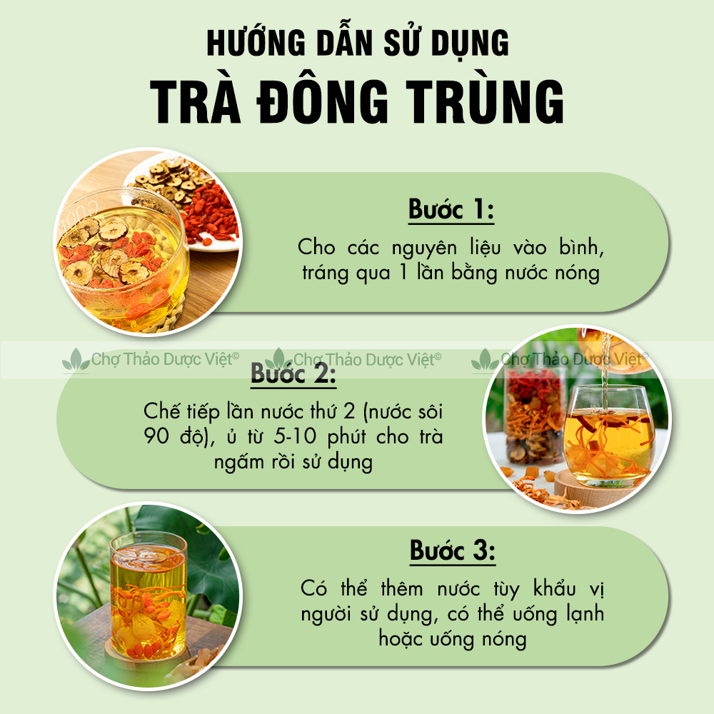 Set 5-10 gói trà đông trùng hạ thảo mix sẵn (Trà tứ vị bồi bổ sức khỏe, dưỡng nhan, tăng cường sức đề kháng)