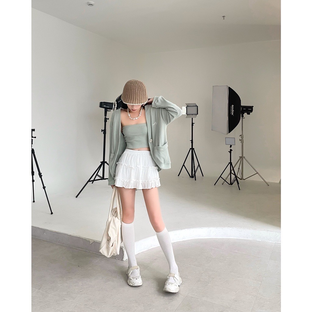 [VOUCHER 12%/149K] Set áo cardigan 2 món MONÁ - TUNA XANH/VÀNG