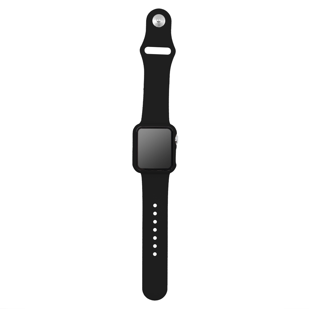 Dây cao su apple watch + ốp kính cường lực apple watch series 7/6/5/se/4/3/2/1 size 38-40-41-42-44-45