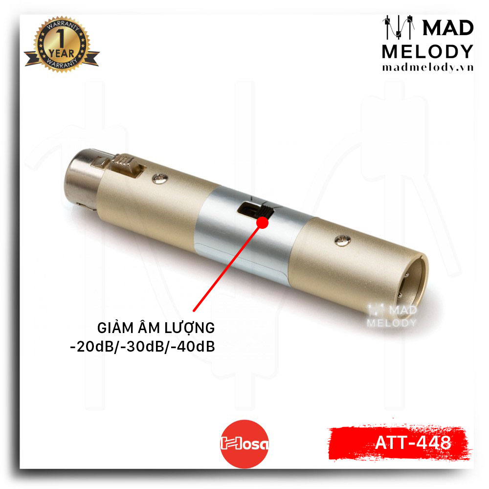 Hosa Input Attenuator ATT-448 (XLR3F - XLR3M) (Đầu chuyển giảm âm lượng micro, Brand New)