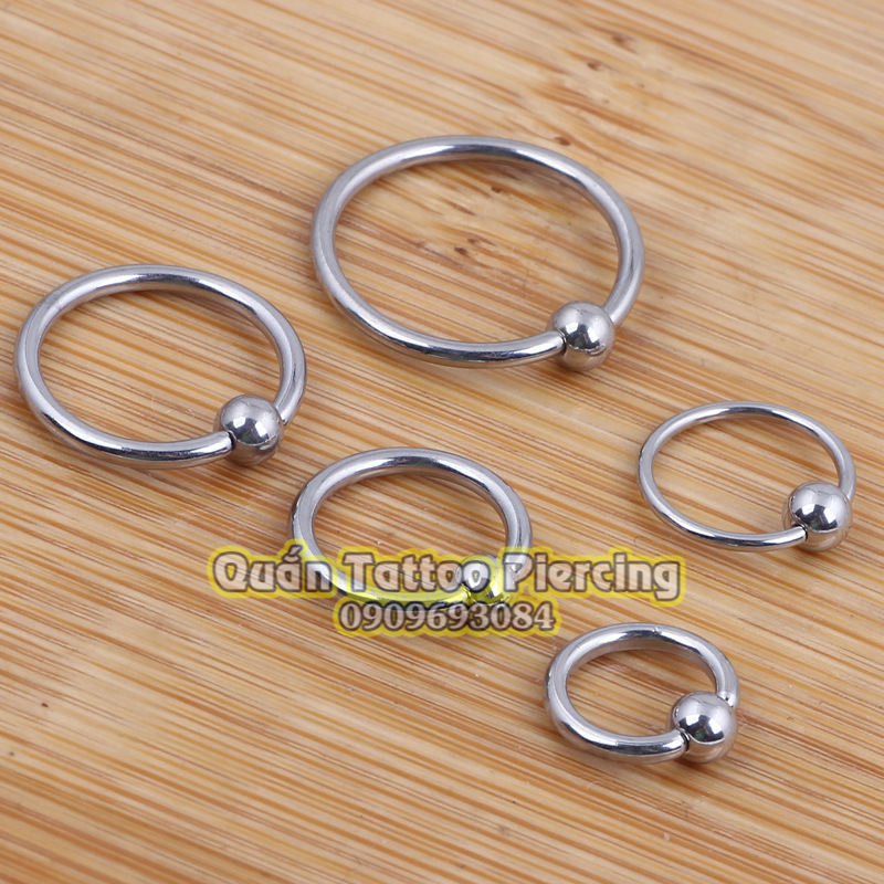 khuyên tròn 1 bi titan size 6-8-10-12mm