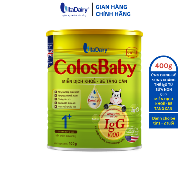 Sữa non COLOSBABY GOLD 1+ 400G hỗ trợ tăng cân, miễn dịch khỏe cho bé - VitaDairy