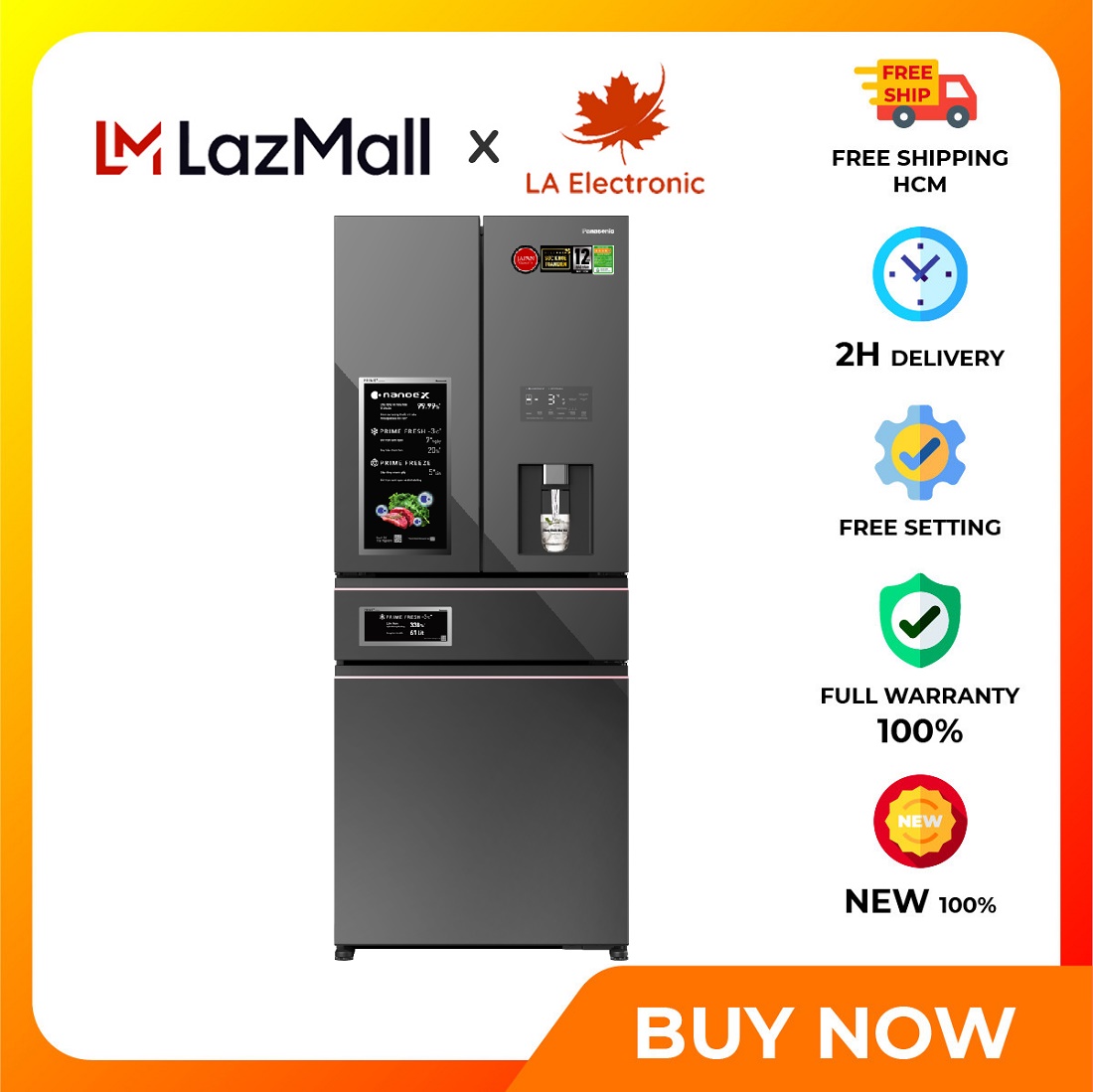 YW590YMMV - Tủ lạnh Panasonic 540 lít Inverter NR-YW590YMMV - Miễn phí vận chuyển HCM - Bảng điều khiển ngoài cảm ứng Làm đá tự động, Lấy nước bên ngoài Ngăn thay đổi nhiệt độ Ngăn cấp đông nhanh gấp 5 lần