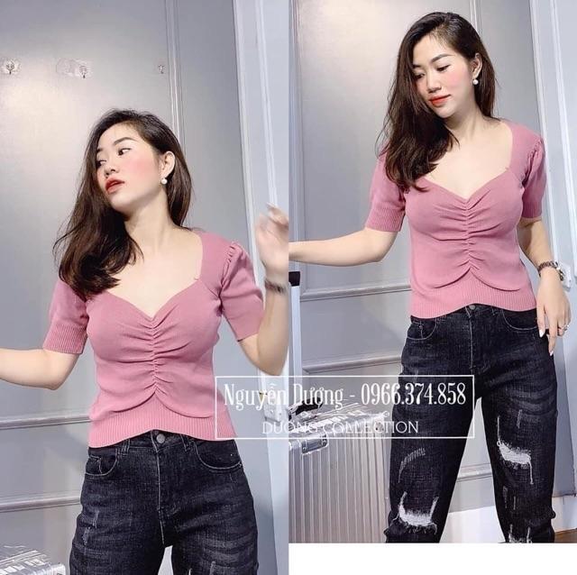 Áo thun len nhún ngực xinh