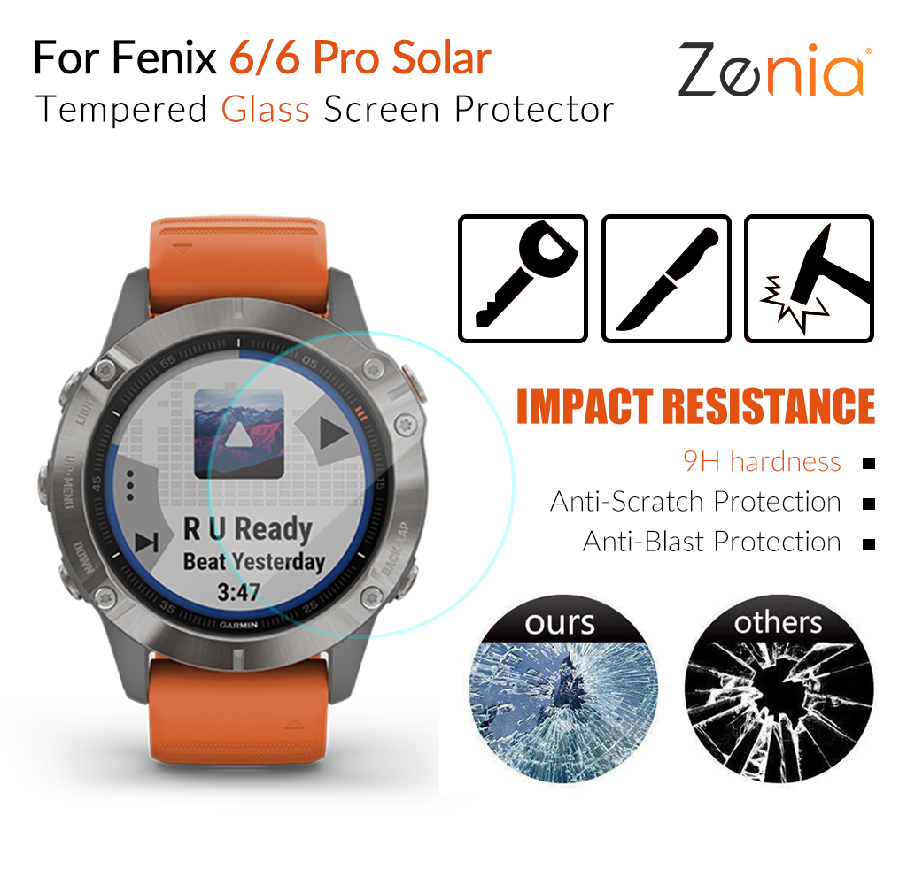 Zenia 2pcs Full Screen Protector Film For Garmin Fenix 6 Pro/6X Pro/6S Pro Solar Watch HD 9H 2.5D Tempered Protective Glass Explosion-proof Anti Scratch Film Fenix6 Pro Fenix6X Pro Fenix6S Pro