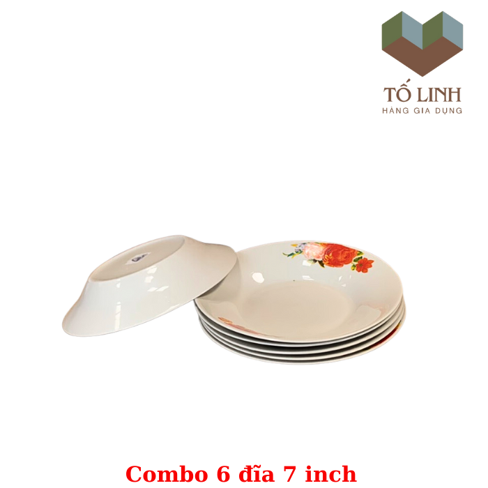 Combo 5 đĩa gốm sứ cao cấp 15.5cm,set bộ 5 đĩa gốm sứ cao cấp
