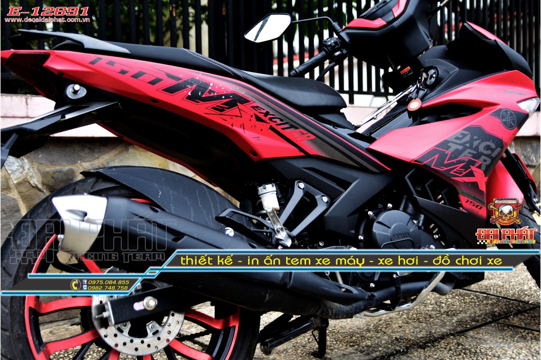 Tem Trùm Xe Exciter 150 MX Đỏ Đen