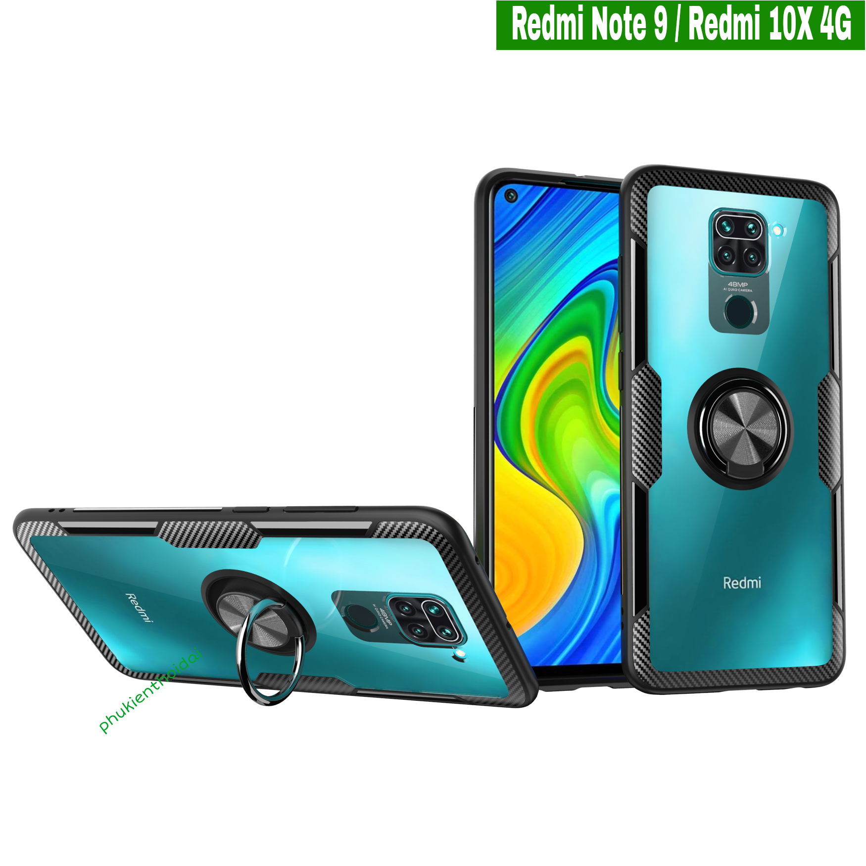 Ốp lưng Xiaomi Redmi 10x 4G / Redmi Note 9 giá đỡ Iring lưng trong viền màu