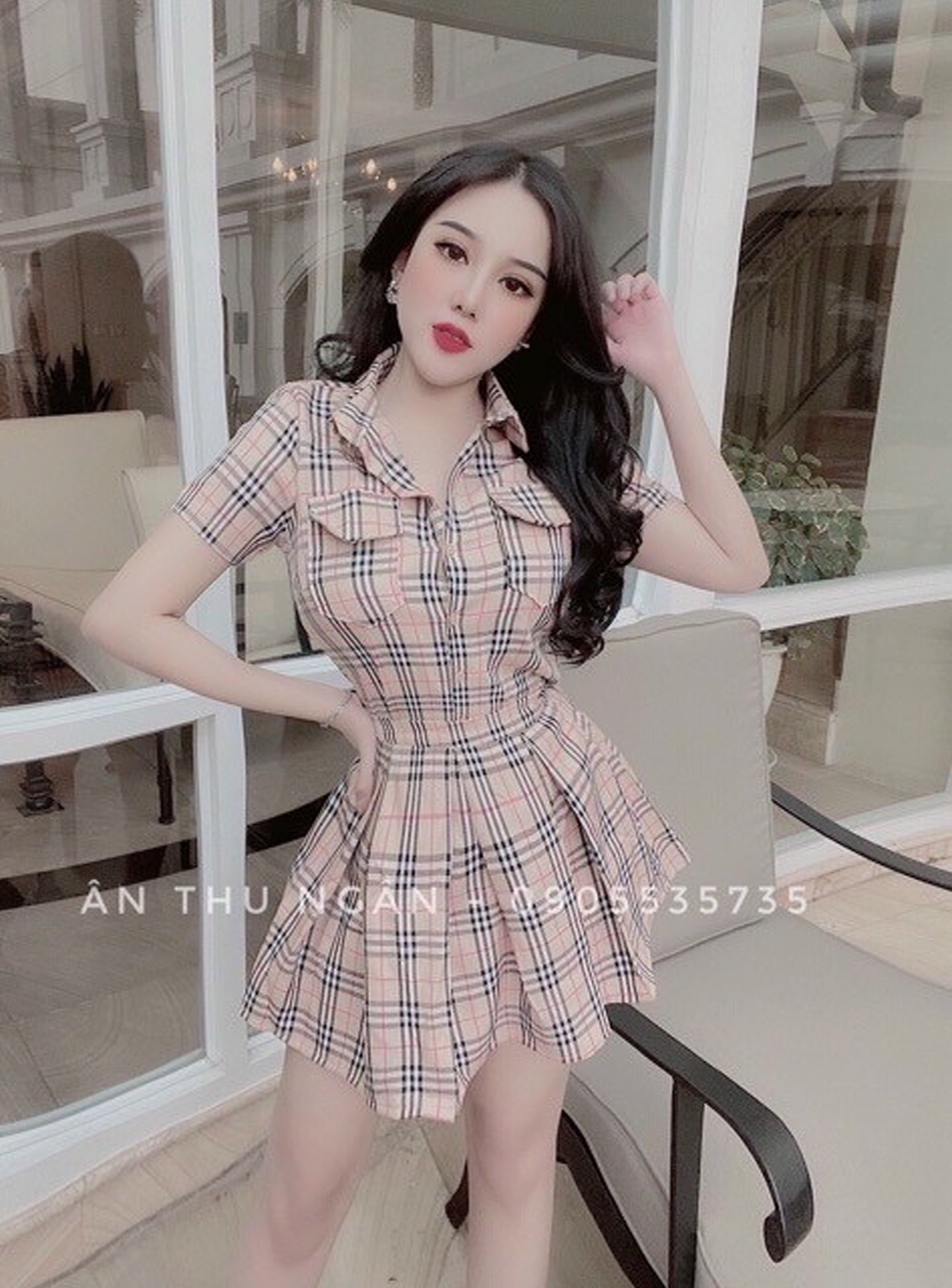 Hot 🔥🔥🔥 Set bộ caro siêu cưng (váy free size) - Ảnh thật
