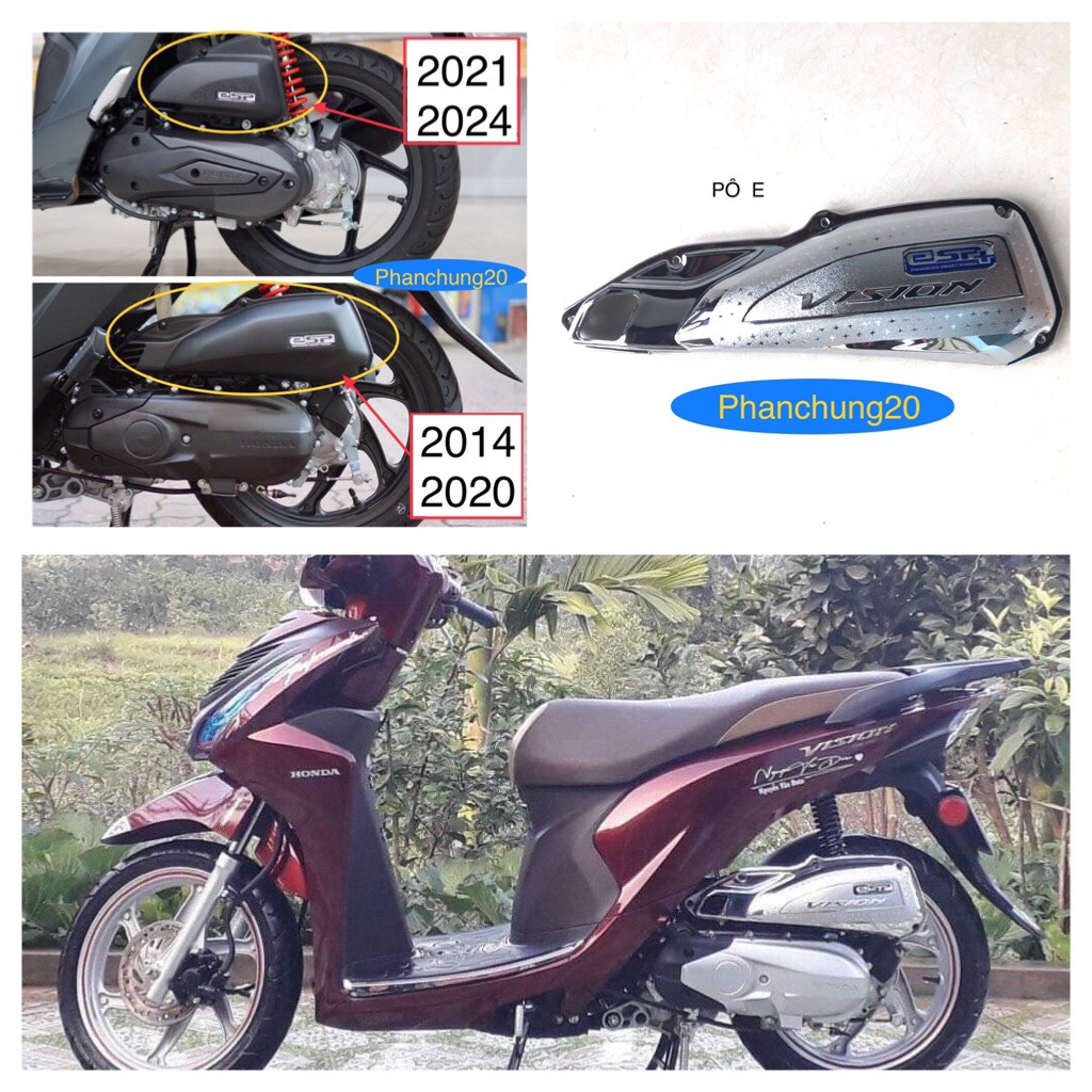 Ốp bầu e dùng cho đời xe vision 2014 2015 2016 2017 2018 2019 2020 crom