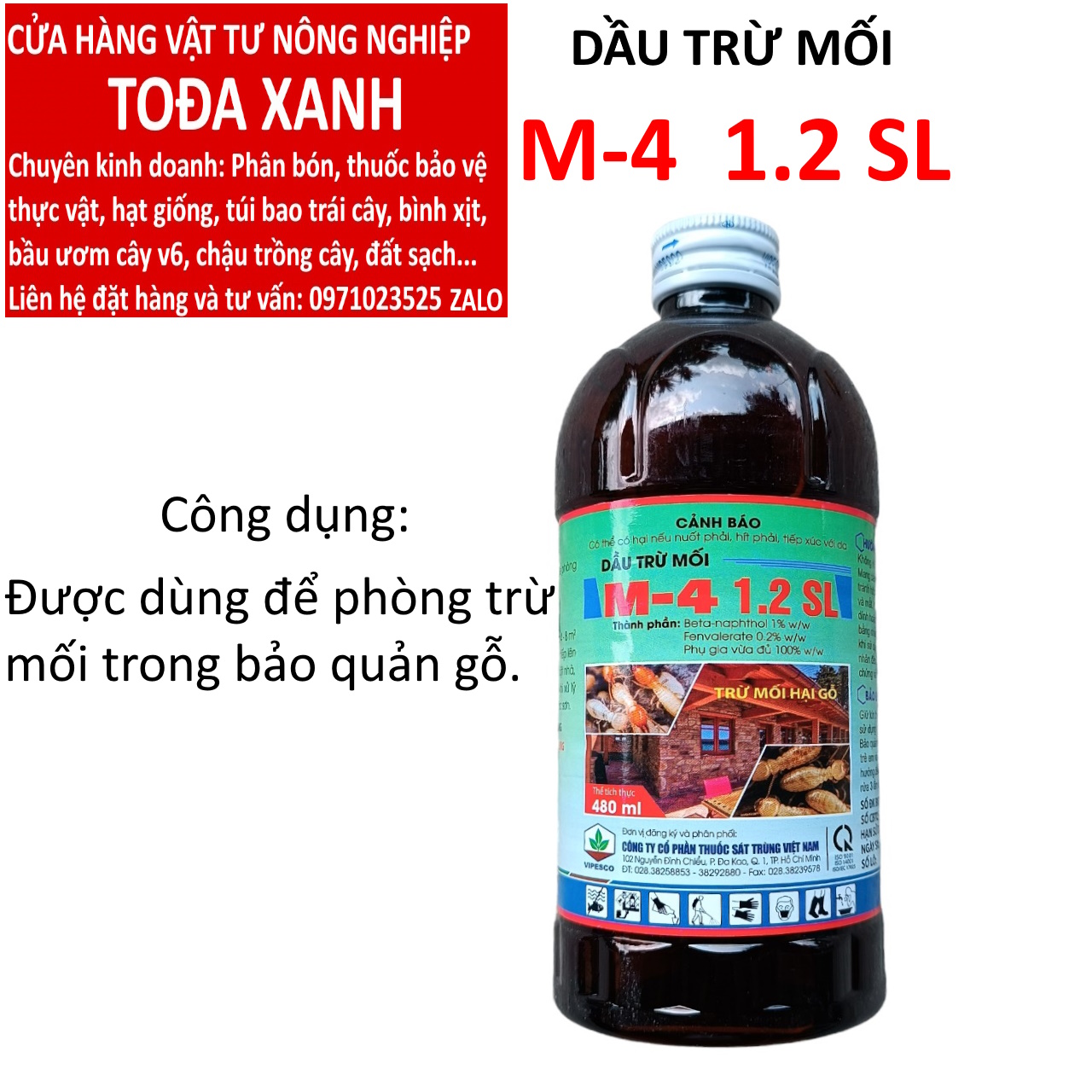 Mối, mọt - dầu trừ mối m4 1.2sl chai 480ml chuyên trừ mối hại gỗ