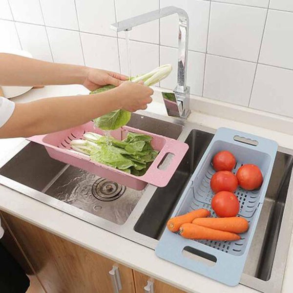 Rổ gác bồn rửa chén xếp gọn đựng đồ đa năng.