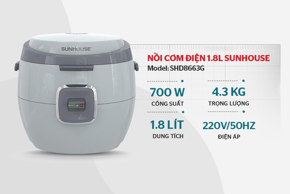 Sunhouse shd8663g 1.8L electric rice cooker