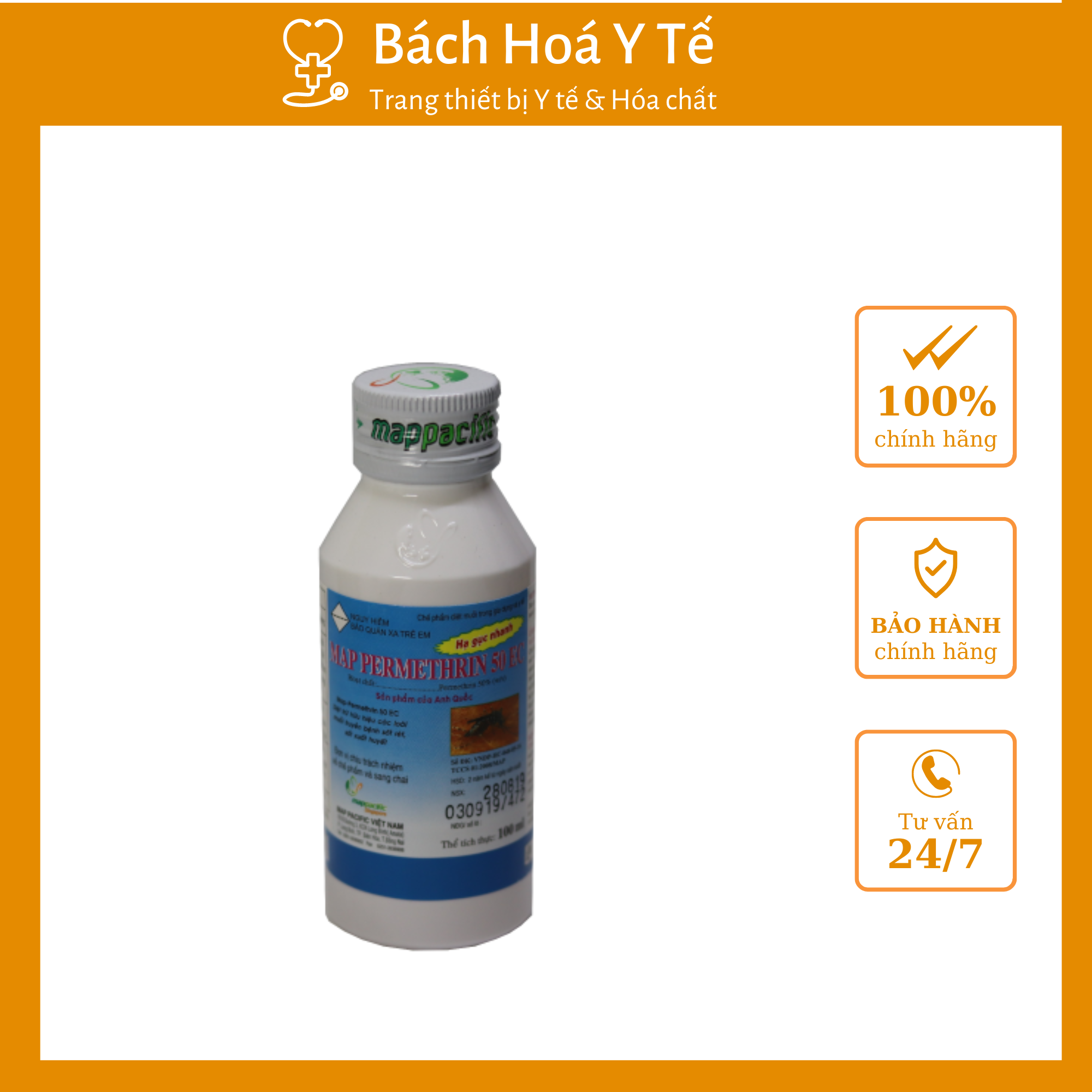 Thuốc phun muỗi Permethrin 50 EC , Lọ/100 ml