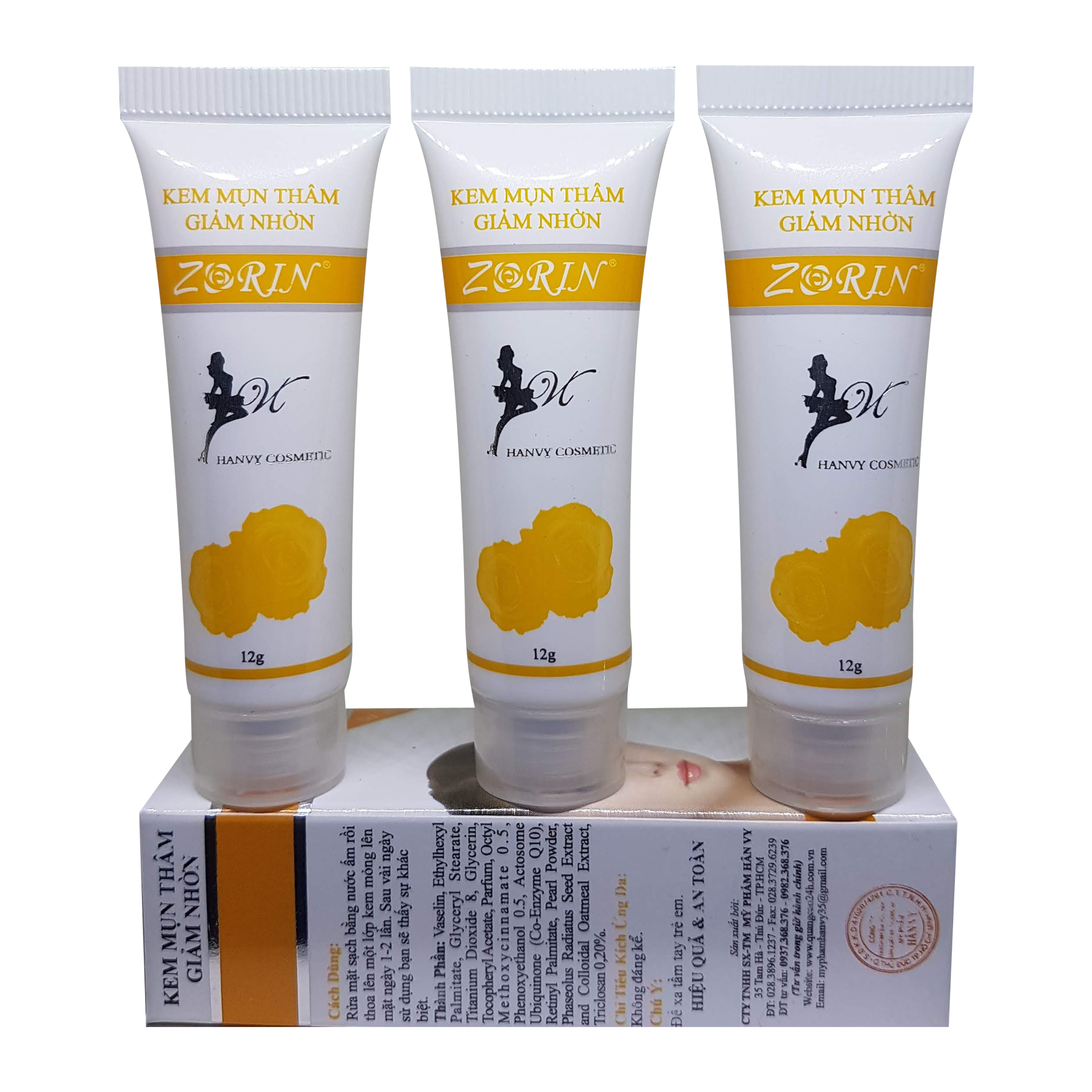 [HCM]COMBO 3 TUÝP KEM MỤN THÂM GIẢM NHỜN ZORIN 12G