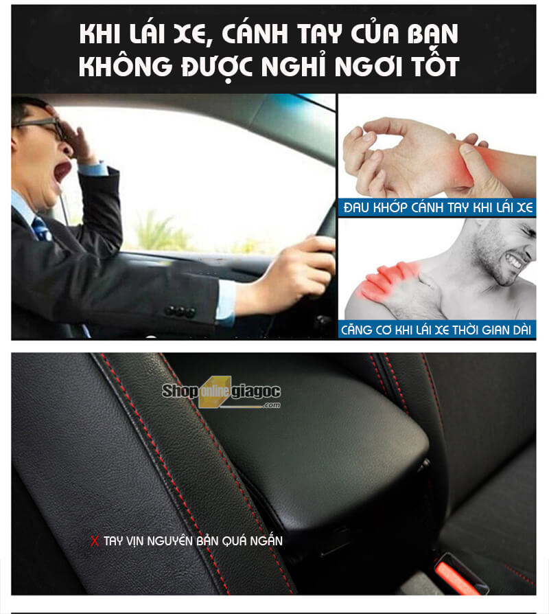 Đệm Tỳ Tay Ô Tô Cao Su Non Bọc Da Cao Cấp