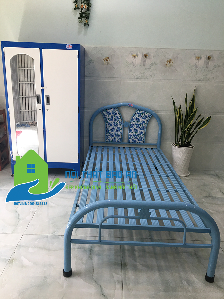 [HCM] Giường sắt hoa văn kích thước 1m2x2m - Bảo An