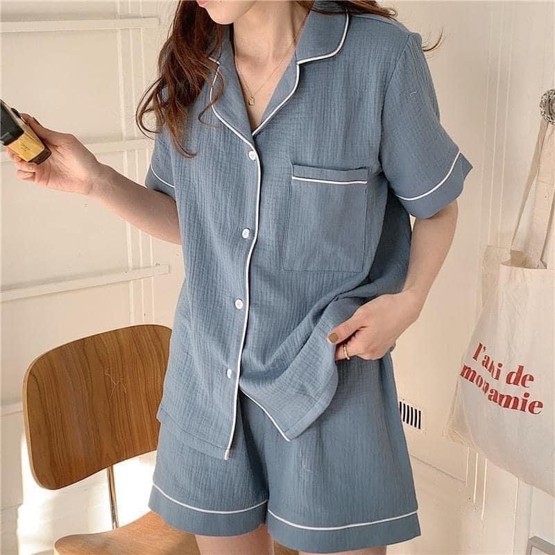 Có big size Bộ ngủ đồ bộ mặc nhà bộ đũi xốp nhún Hàn mềm mại co giãn.XP2