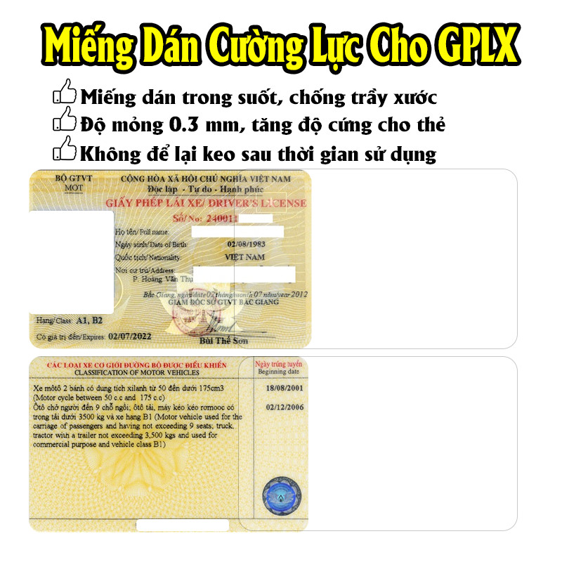 Miếng dán Cường Lực cho Căn Cước Công Dân (CCCD) - Giấy Phép Xe Máy (GPLX)