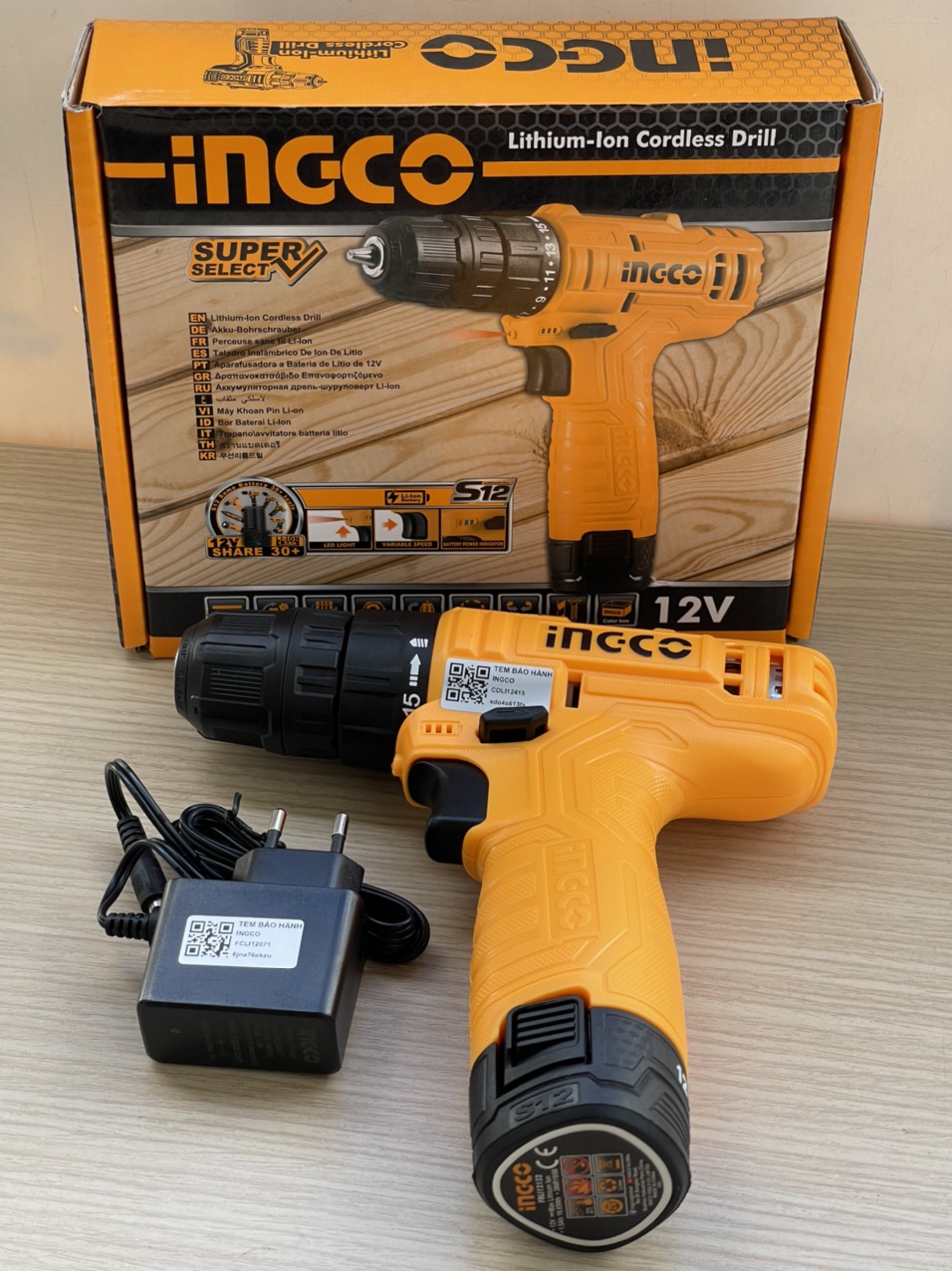 [HCM]Máy khoan vặn vít dùng pin S12V Ingco CDLI12415