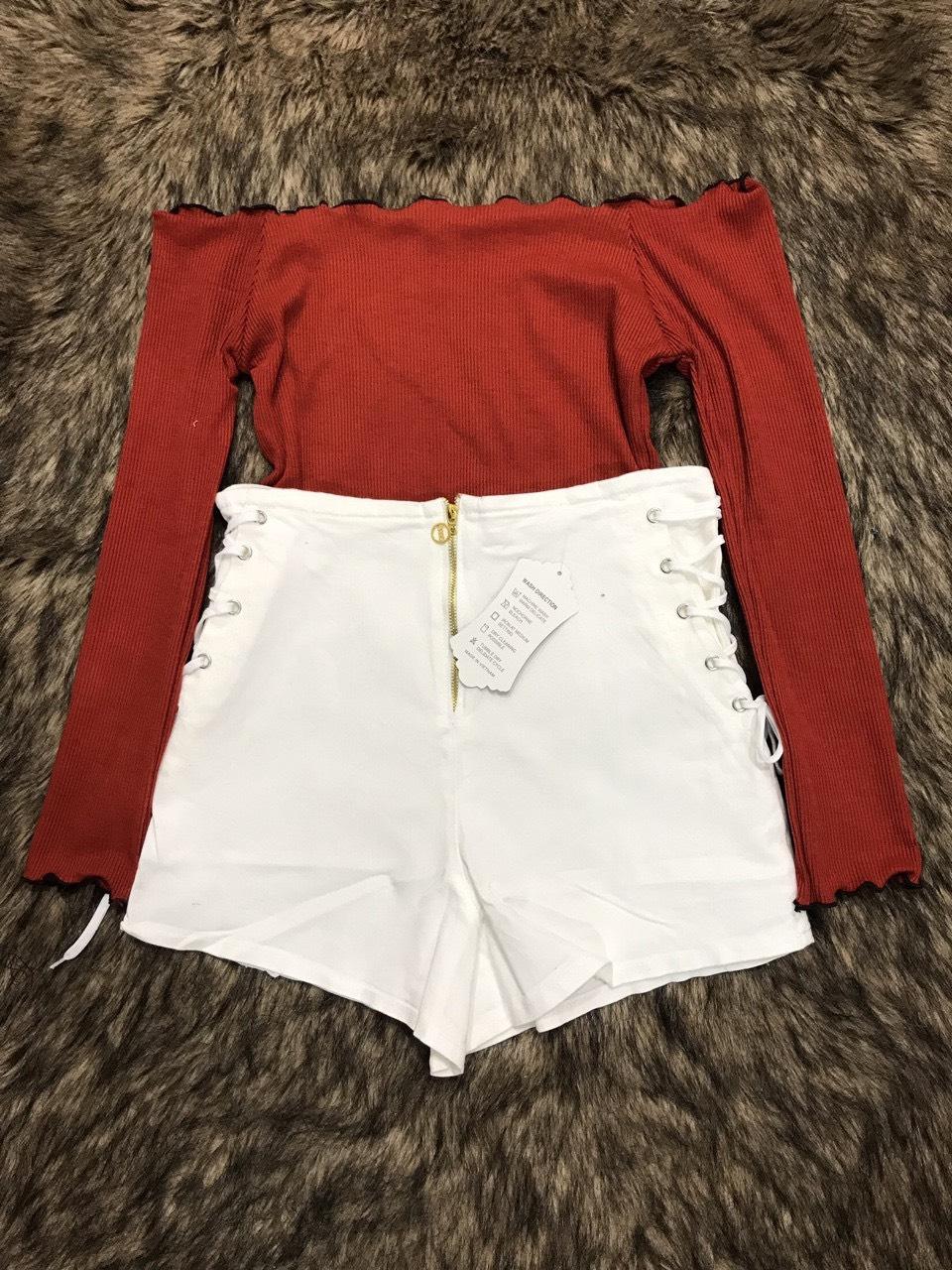 Quần short kaki lưng cao đan dây hông siêu hot