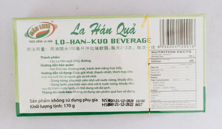 La Hán Quả Hòa Tan Hán Linh 170Gr