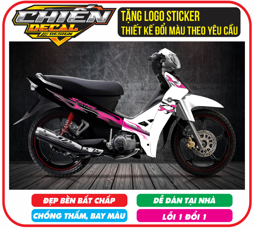 Tem lửa rời sirius rc đen trắng hồng, tem sirius lửa (tem 3 lớp bền - đẹp)